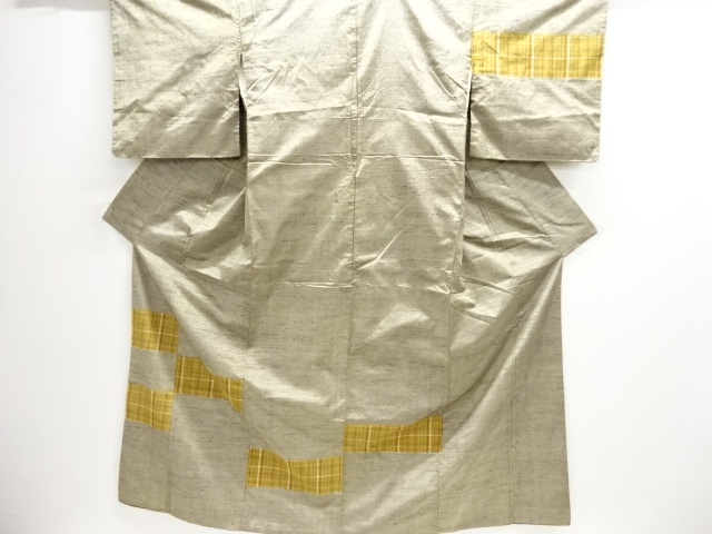 JAPANESE KIMONO / HOMONGI / TSUMUGI / WOVEN GRID